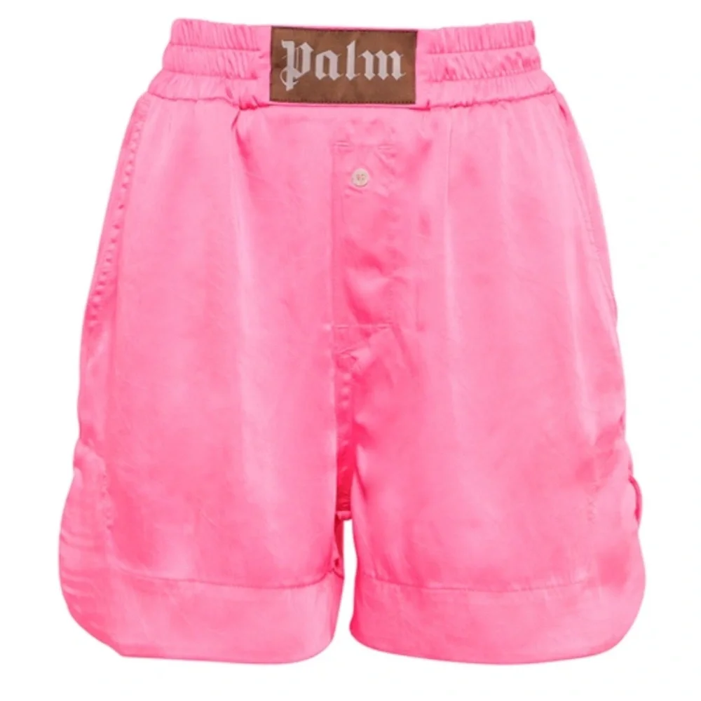 Palm Angels Shorts Satin Pink Boxer Technical Logo Women’s XS